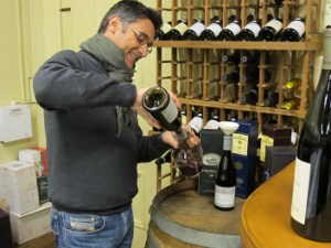 Jean-Christophe aerating then decanting back into the bottle Aerating
