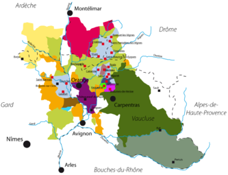 Southern Rhone wine region Image: Wikimedia Commons
