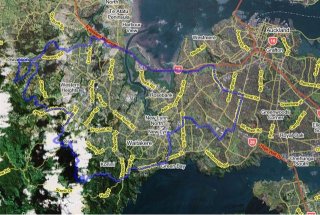 Route in blue Route in blue